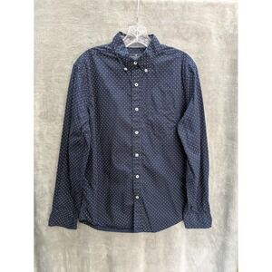 American‎ Eagle Button Up Shirt Men's Medium Long Sleeve Blue Polka Dot Casual